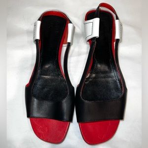 Givenchy red black and white slingback sandals